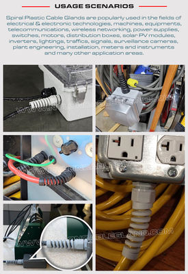 Waterproof Cable Glands, Plastic Material, IP68, PG & Metric Threads, with Strain Reliever (Stress Reliever)