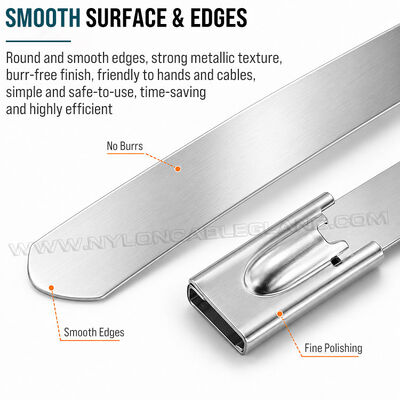 Uncoated Cable Tie Stainless Steel Type 316L, 316 or 304, 12mm Width x 350mm-1100mm Length, 675 lbs (306 kgs/3000N), for Industrial Manufacturing & Machinery