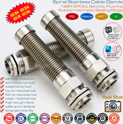 SS304 / SS316 Paslanmaz Çelik PG IP68 Spiral Kablo Rakorları Káblové Priechodky