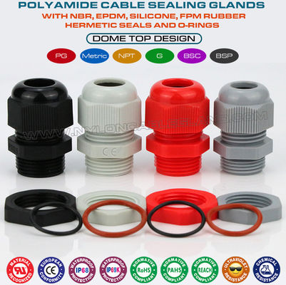 Polyamid PG13.5 Kablo Rakoru, 20.4mm PG Dişli IP68 Yalıtımlı Kablo Rakoru 6-12mm Kablo Aralığı için