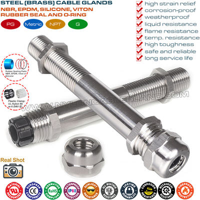 Metal kablo rakoru uzun dişli IP68, ekstra uzun (ultra uzun) dişli 304/316 paslanmaz çelik PG ve metrik kablo rakorları