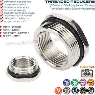 IP68 metal redüktörler (dönüştürücüler, adaptörler, redüksiyon, redüksiyon bağlantı parçaları) PG, Metrik, NPT, G dişli