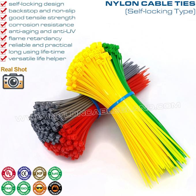 4 inç renkli plastik kablo bağları 2,5x100mm, teller veya kablolar için 18 lbs çekme mukavemetine sahip naylon 66 kablo kemeri