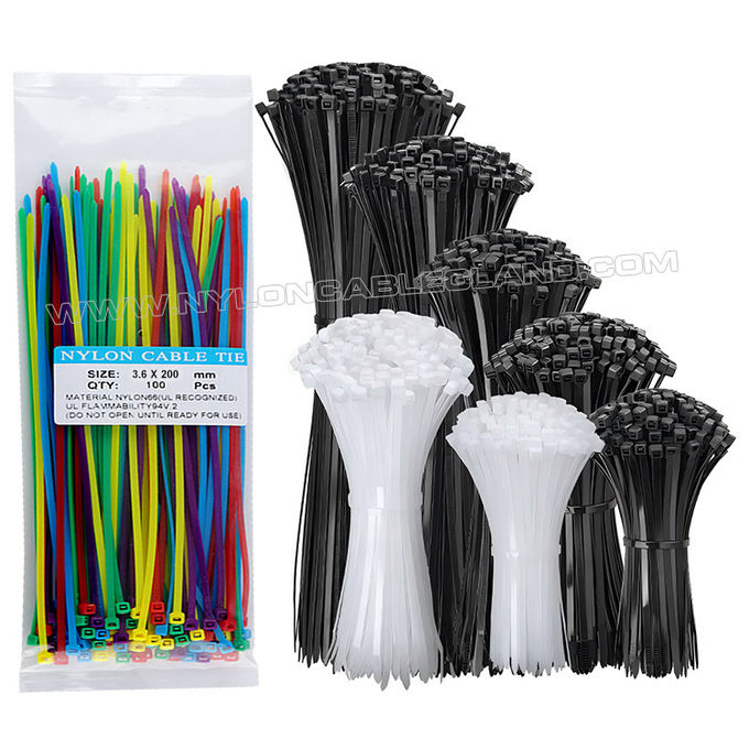 Kablo bağları zip bağları tel bağları hortum bağları 200mm x 3.6 plastik kablo bağı, Ø3mm~50mm ayarlanabilir naylon (PA) 66 kablo kayışı (40lbs/18kgs) dış mekan için