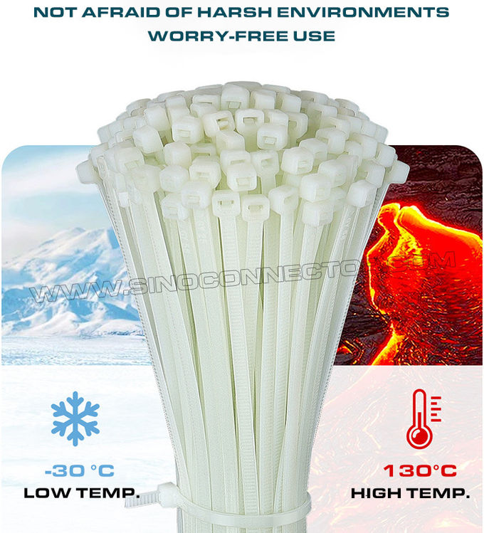 Yüksek sıcaklığa dayanıklı kablo kemeri PA66 açık mavi 100mm x2,5 (18 lbs), ısıya dayanıklı kablo bağı/bağ kayışı naylon 66 beyaz veya siyah 130°C zorlu ortamlar için