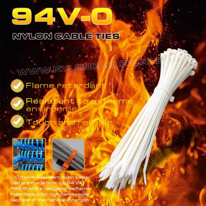 94V-0 naylon 6.6 kablo bağı 150x3,6 mm, Ø3~35 mm ayarlanabilir alev geciktirici poliamid 6.6 kablo kravat aleve dayanıklı uygulamalar için