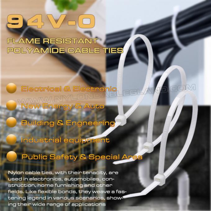 94V-0 naylon (poliamid) 6.6 alev geciktirici kablo bağı zip kravat 150x3,6 mm, 40 lbs / 180 N çekme dayanımı aleve dayanıklı uygulamalar için